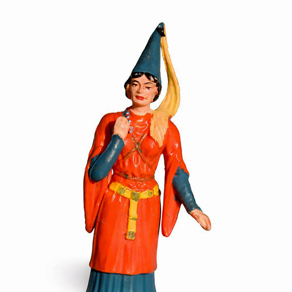 Figurine ancienne Elastolin Ougen – Dame de cour en tenue médiévale