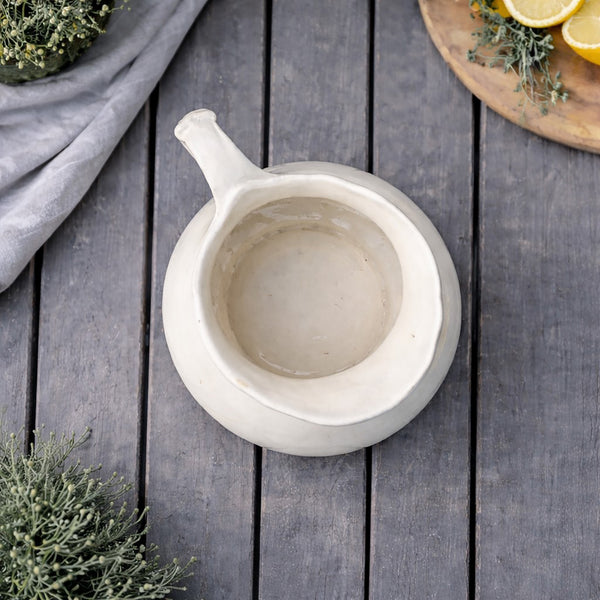Broc de toilette ancien en faïence blanc shabby chic – Creil & Montereau