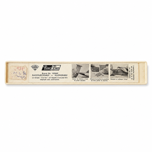 Bracelet de montre extensible vintage ROWI Fixo-Flex en acier inoxydable – Jamais utilisé – Avec boîte d'origine