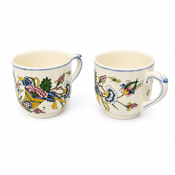 Paire de tasses à café expresso en faïence Gien France – Modèle Corne d'Abondance