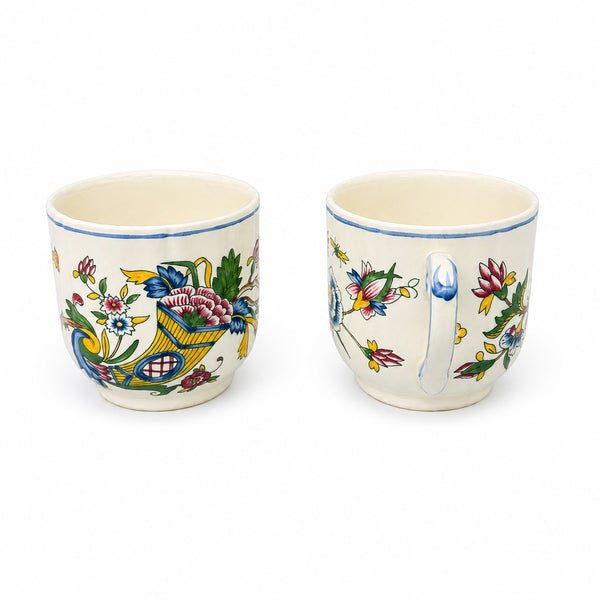 Paire de tasses à café expresso en faïence Gien France – Modèle Corne d'Abondance