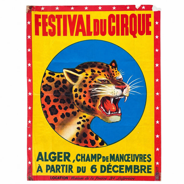 Affiche ancienne Festival du Cirque à Alger – Champ de Manœuvres – 39 cm x 30 cm