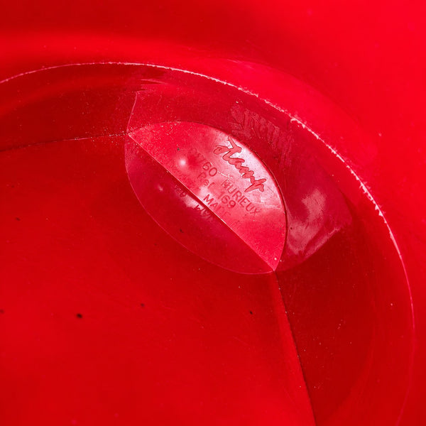 Tabouret Tam Tam vintage rouge sang en plastique Stamp, modèle 169, Henry Massonnet, années 1970