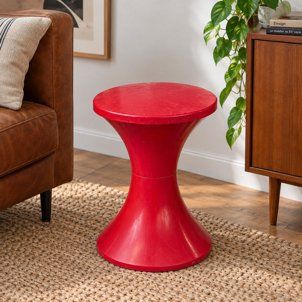 Tabouret Tam Tam vintage rouge sang en plastique Stamp, modèle 169, Henry Massonnet, années 1970