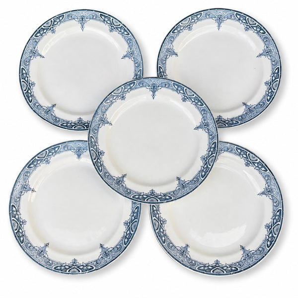 Lot de 5 assiettes plates en faïence Saint-Amand & Hamage modèle Atlantic
