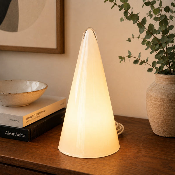 Lampe Iceberg Teepee vintage SCE pour Habitat en verre opalin blanc – Années 1980-1990