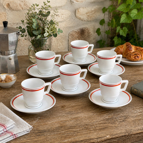 Lot de 6 tasses brûlot vintage – Service bistrot – Porcelaine d’Auteuil par Lobjoy