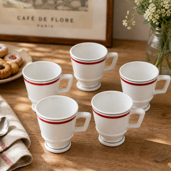 Lot de 5 tasses brûlot vintage – Service bistrot – Porcelaine d’Auteuil par Lobjoy