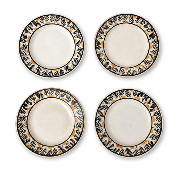 Lot de 4 assiettes à dessert anciennes KG Lunéville modèle Mimosa – Décor Art Déco
