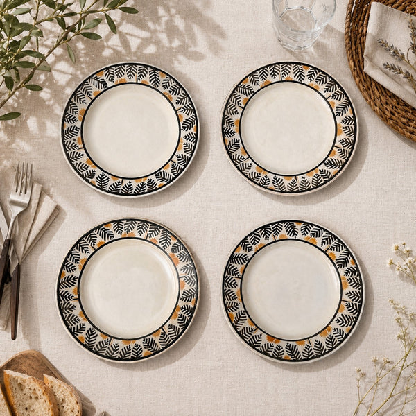 Lot de 4 assiettes à dessert anciennes KG Lunéville modèle Mimosa – Décor Art Déco