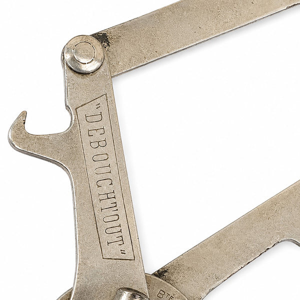 Tire-bouchon ancien « Débouch'Tout » – Ouvre-bouteille mécanique en métal nickelé – Brevet S.G.D.G.