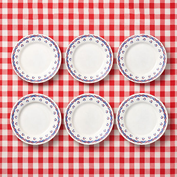 Service de 6 assiettes plates anciennes – Porcelaine opaque de Gien – Décor Normandie