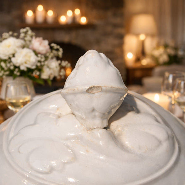 Soupière ancienne – Sarreguemines & Digoin – Faïence blanc cassé