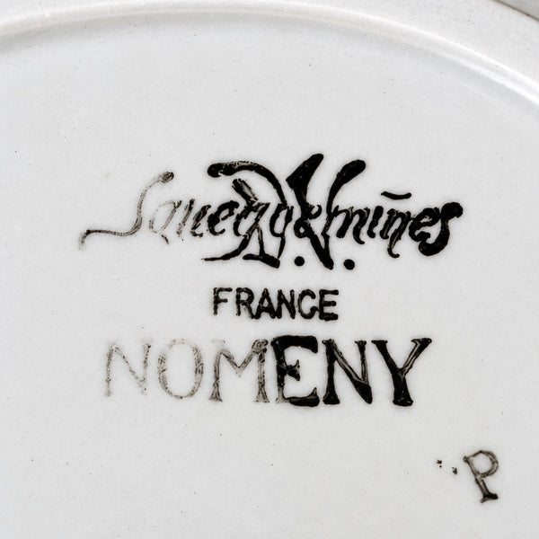 Lot de 3 assiettes plates en faïence de Sarreguemines « Nomeny » – décor Art déco