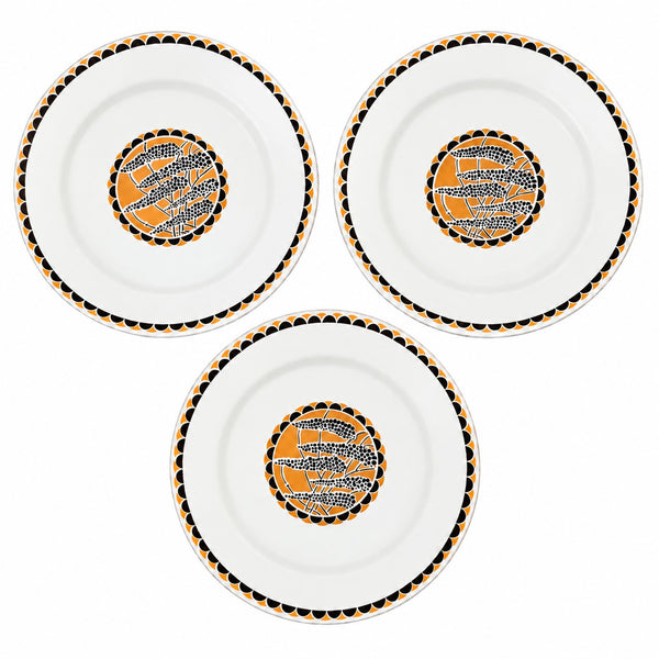 Lot de 3 assiettes plates en faïence de Sarreguemines « Nomeny » – décor Art déco