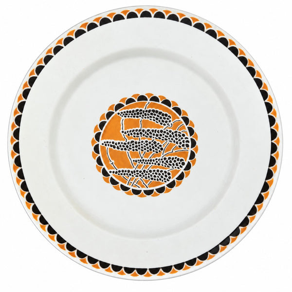 Lot de 3 assiettes plates en faïence de Sarreguemines « Nomeny » – décor Art déco