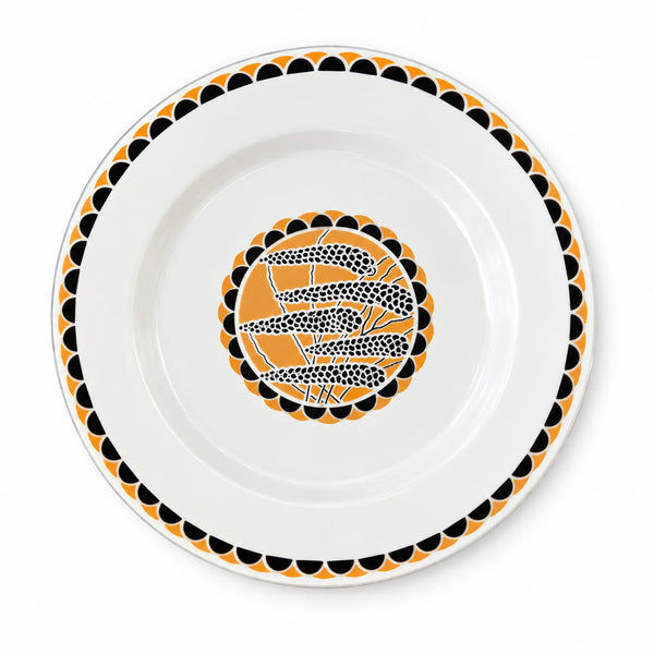 Lot de 4 assiettes à dessert en faïence de Sarreguemines « Nomeny » – décor Art déco