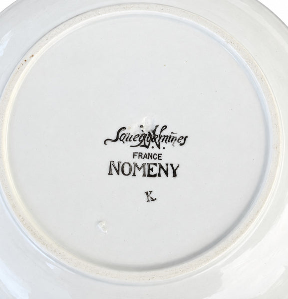 Lot de 4 assiettes à dessert en faïence de Sarreguemines « Nomeny » – décor Art déco