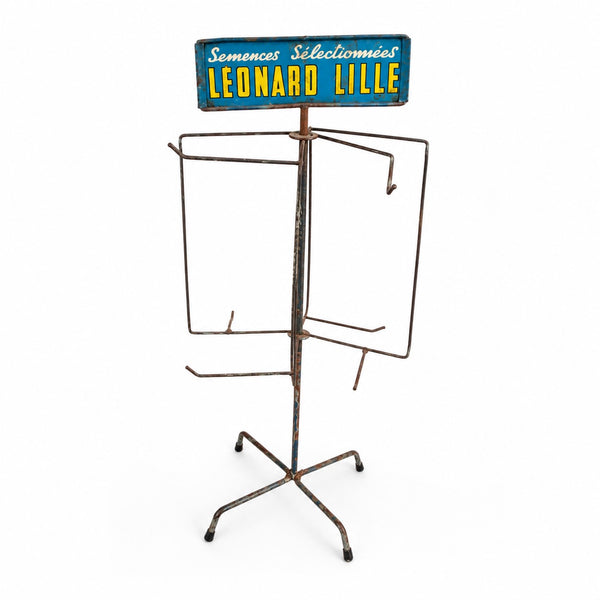Ancien petit présentoir de comptoir tourniquet à graines / semences Léonard Lille