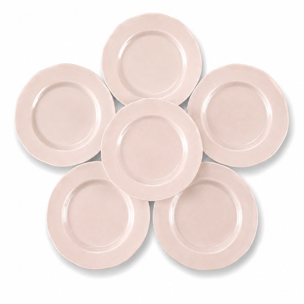 Lot de 6 assiettes à dessert Digoin Sarreguemines en faïence rose poudré – 18,5 cm