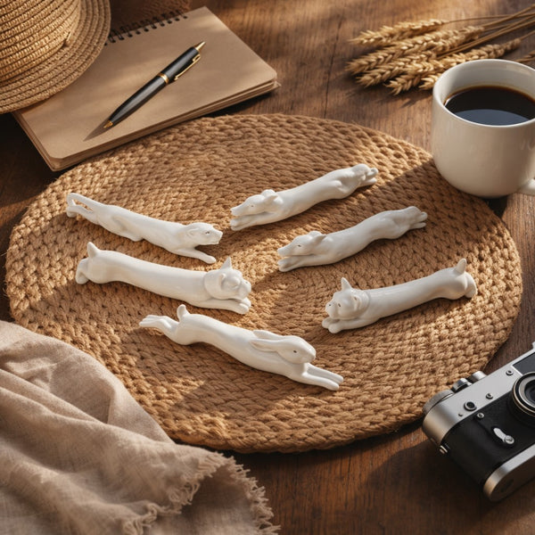 Anciens porte-couteaux en porcelaine – Bouledogues, Lévriers, Lièvre & Panthère - style Gotha Pfeffer