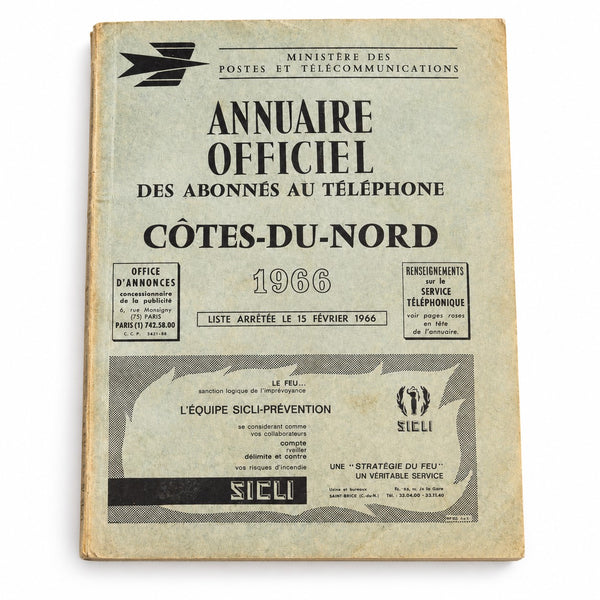 Annuaire officiel des abonnés au téléphone des Côtes-du-Nord 1966 – Bottin