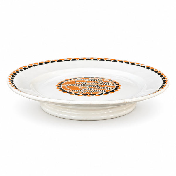 Assiette montée ancienne en faïence de Sarreguemines « Nomeny » – décor Art déco