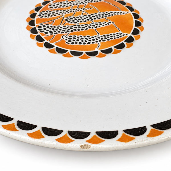 Assiette montée ancienne en faïence de Sarreguemines « Nomeny » – décor Art déco
