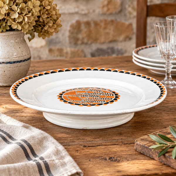 Assiette montée ancienne en faïence de Sarreguemines « Nomeny » – décor Art déco