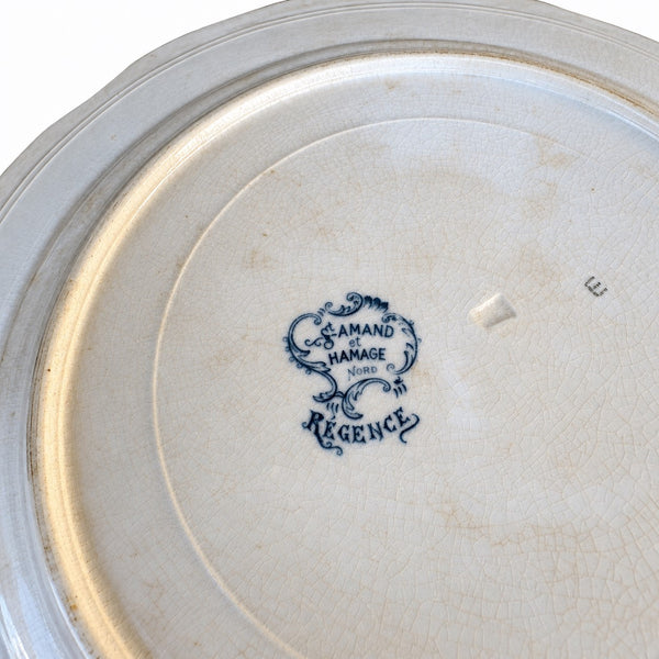 Lot de 6 assiettes plates anciennes patinées Saint-Amand et Hamage « Régence »