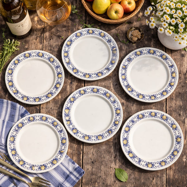 Lot de 6 assiettes plates vintage publicitaires “Cadiz – Calvados Ogeval” – Villeroy & Boch