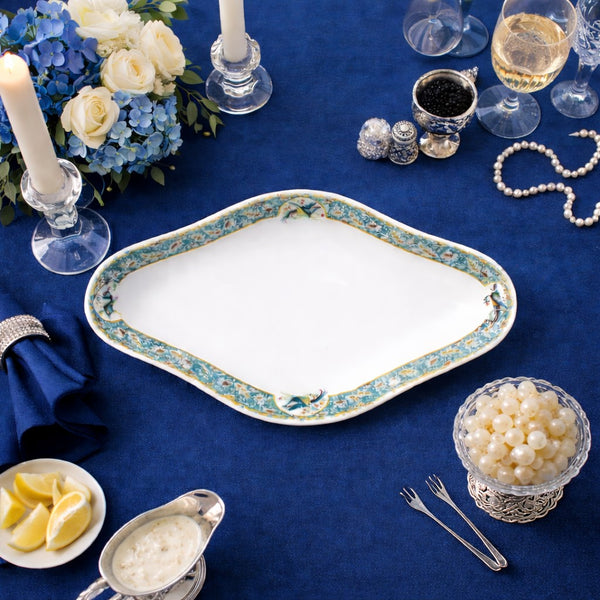 Ancien ravier à décor d’oiseaux – Porcelaine Limoges T.L.B (1918–1939)