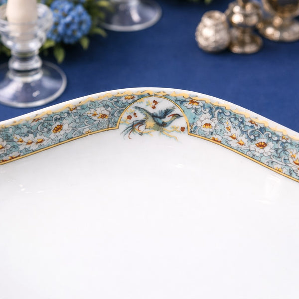 Ancien ravier à décor d’oiseaux – Porcelaine Limoges T.L.B (1918–1939)