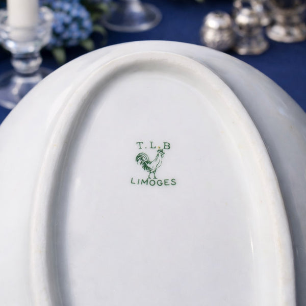 Ancien ravier à décor d’oiseaux – Porcelaine Limoges T.L.B (1918–1939)