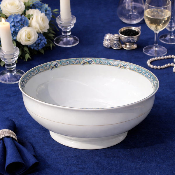 Ancien saladier à décor d’oiseaux – Porcelaine Limoges T.L.B (1918–1939)