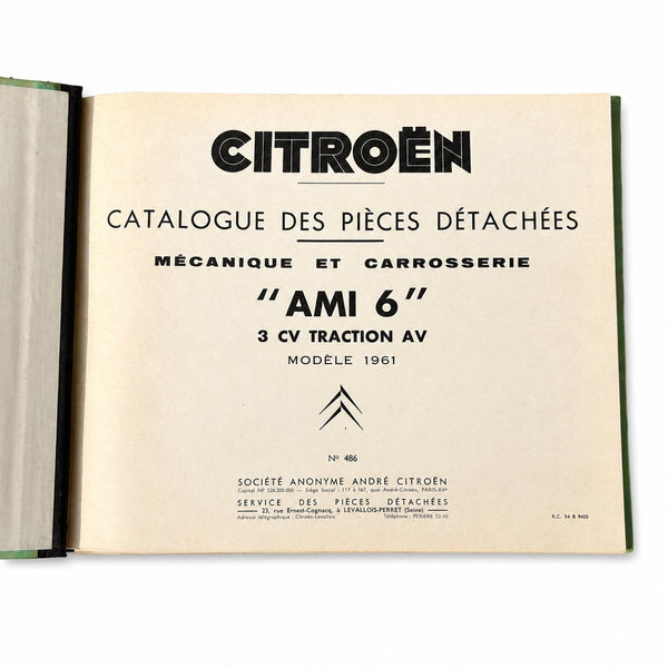 Catalogue des pièces détachées Citroën AMI 6 – Modèle 1961 – N°486