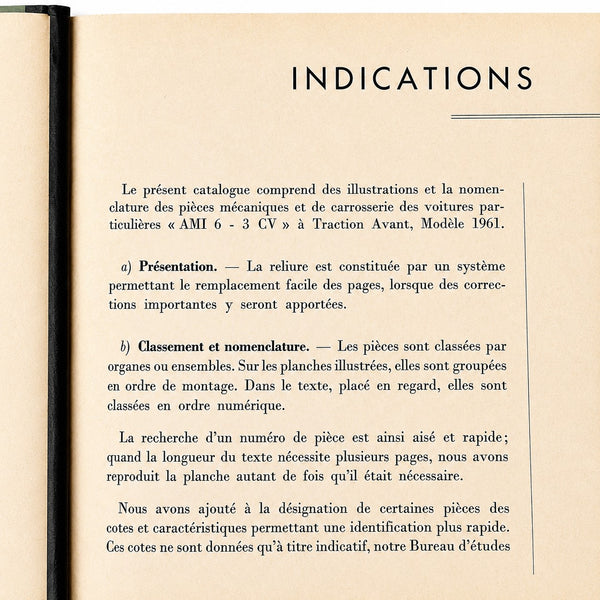 Catalogue des pièces détachées Citroën AMI 6 – Modèle 1961 – N°486