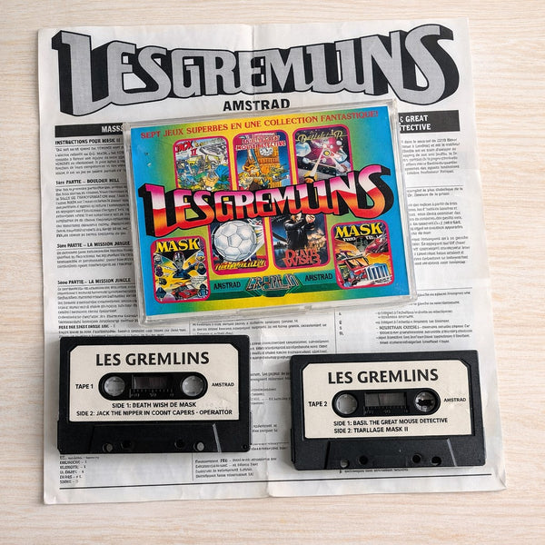 Jeu Amstrad CPC 464 / 664 Cassette – Les Gremlins – Compilation 7 Jeux – MASK 1 et 2 / Basil / Deflektor / Jack the Nipper II / Trailblazer / Death Wish 3