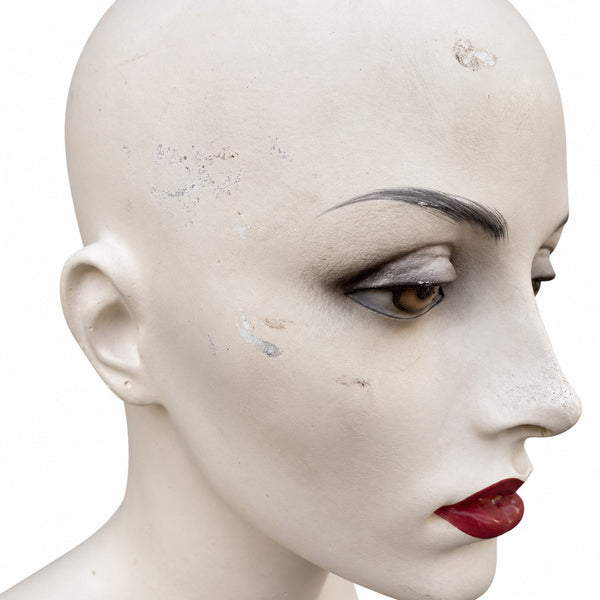 Tête de présentoir marotte féminin vintage en résine – buste de magasin
