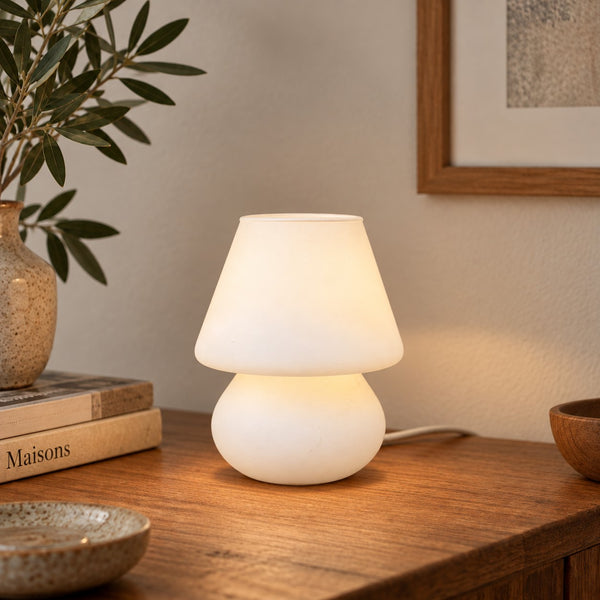 Lampe à poser vintage Habitat – modèle Alpha 2 – design champignon, blanche