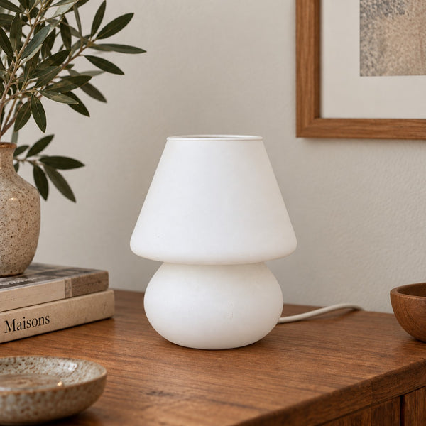 Lampe à poser vintage Habitat – modèle Alpha 2 – design champignon, blanche