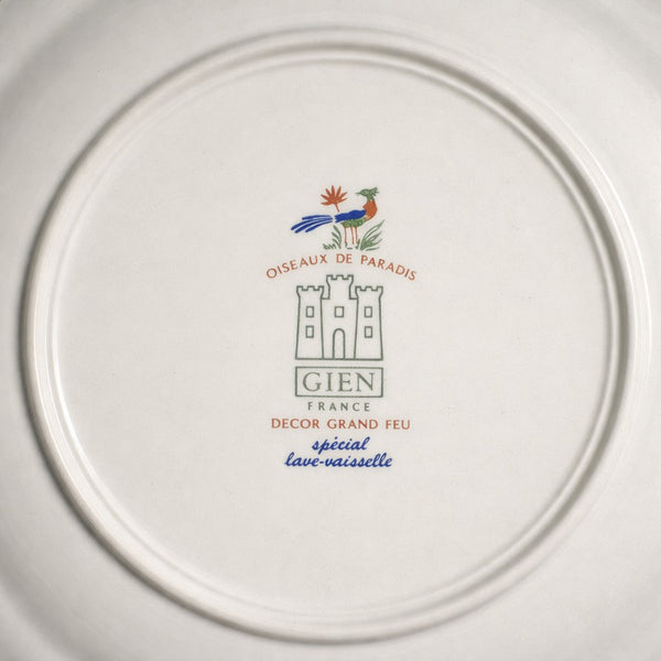 Plat de service en faïence de Gien “Oiseaux de Paradis” avec anse