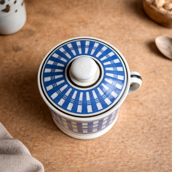 Tasse ancienne couverte – D. Johnston – J. Vieillard & Cie Bordeaux – décor bleu