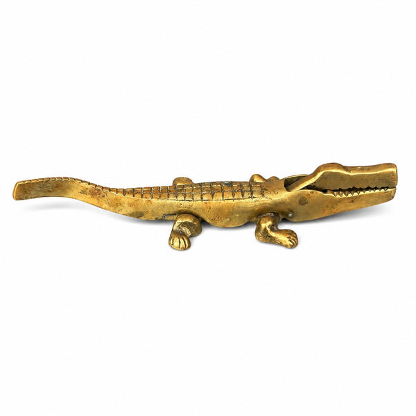Casse-noisettes vintage en laiton en forme de crocodile – 17,5 cm