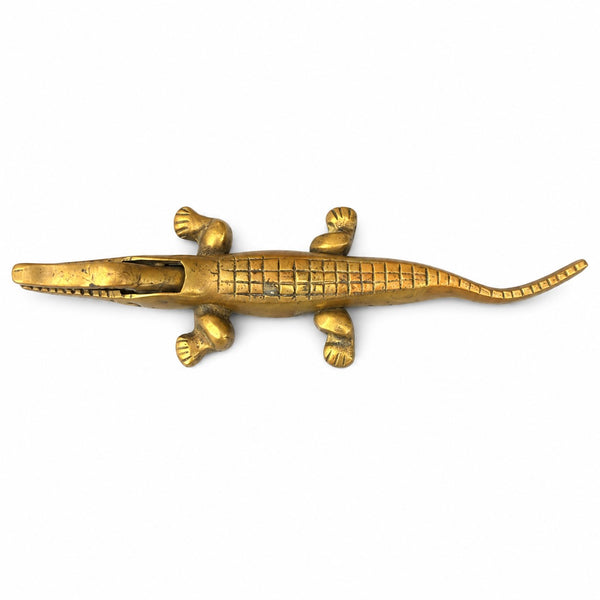 Casse-noisettes vintage en laiton en forme de crocodile – 17,5 cm