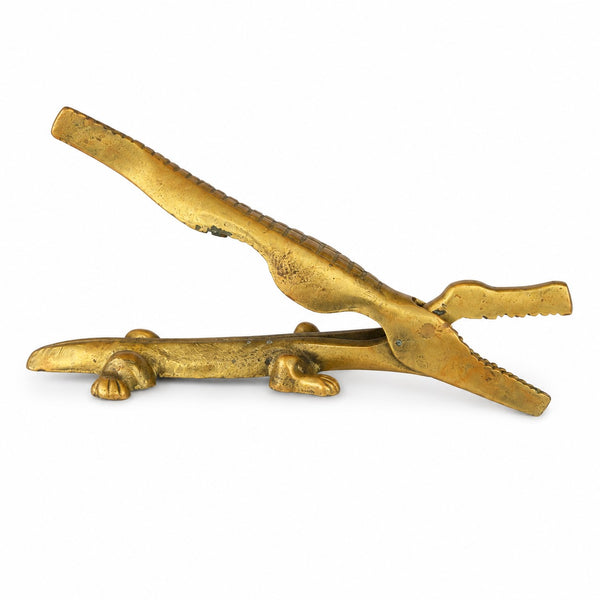 Casse-noisettes vintage en laiton en forme de crocodile – 17,5 cm