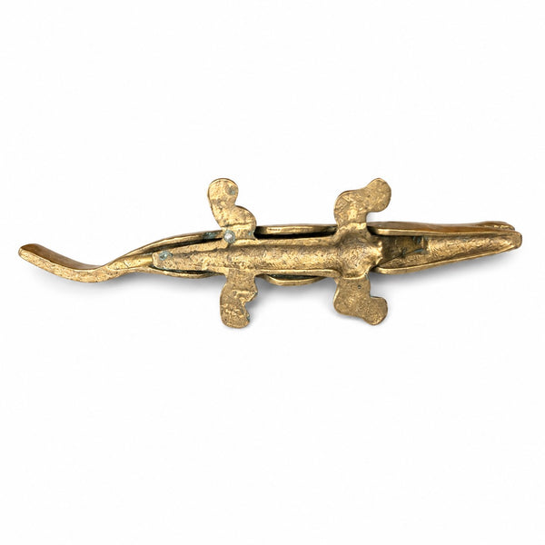 Casse-noisettes vintage en laiton en forme de crocodile – 17,5 cm