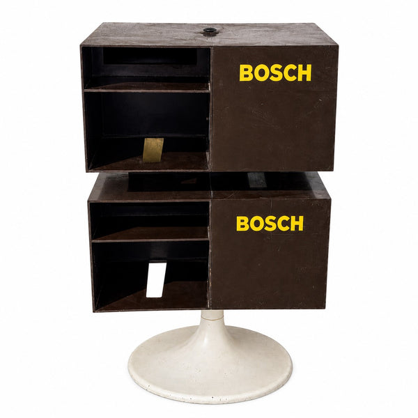 Présentoir de magasin Bosch rotatif vintage pour bougies automobiles