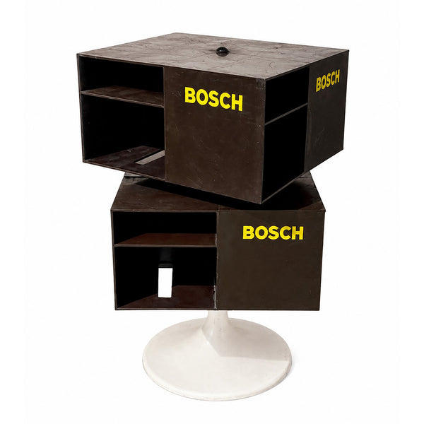Présentoir de magasin Bosch rotatif vintage pour bougies automobiles