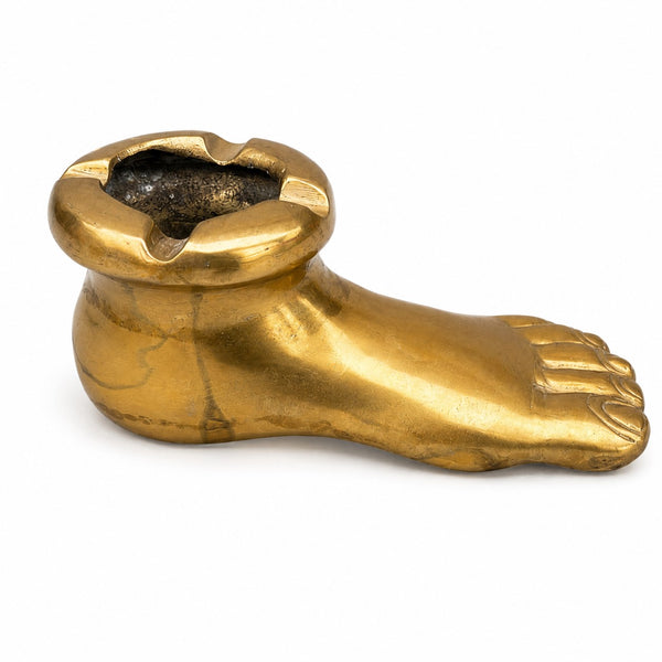 Cendrier vintage en bronze en forme de pied - 14 cm